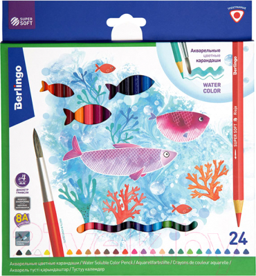 Набор акварельных карандашей Berlingo SuperSoft Рыбки / SSA1724 - фото