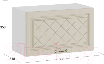 Шкаф навесной для кухни ТриЯ Бьянка 1В6Г (белый/дуб ваниль)