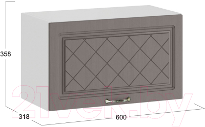 Шкаф навесной для кухни ТриЯ Бьянка 1В6Г (белый/дуб серый)