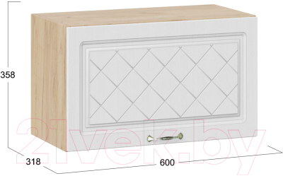 Шкаф навесной для кухни ТриЯ Бьянка 1В6Г (дуб крафт золотой/дуб белый)