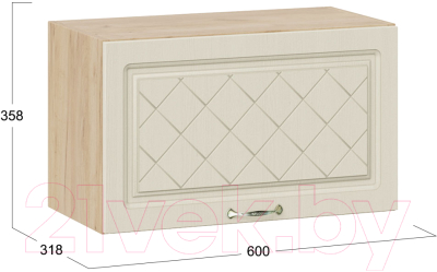 Шкаф навесной для кухни ТриЯ Бьянка 1В6Г (дуб крафт золотой/дуб ваниль)