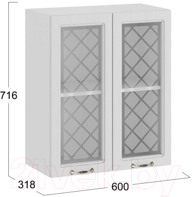 Шкаф навесной для кухни ТриЯ Бьянка 1В6С (белый/дуб белый)