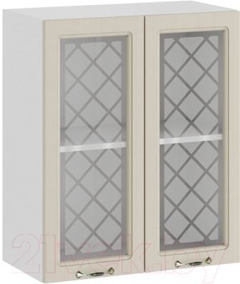 Шкаф навесной для кухни ТриЯ Бьянка 1В6С (белый/дуб ваниль) - фото