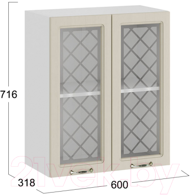 Шкаф навесной для кухни ТриЯ Бьянка 1В6С (белый/дуб ваниль)