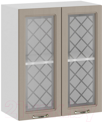 Шкаф навесной для кухни ТриЯ Бьянка 1В6С (белый/дуб кофе) - фото