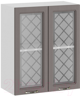 Шкаф навесной для кухни ТриЯ Бьянка 1В6С (белый/дуб серый) - фото