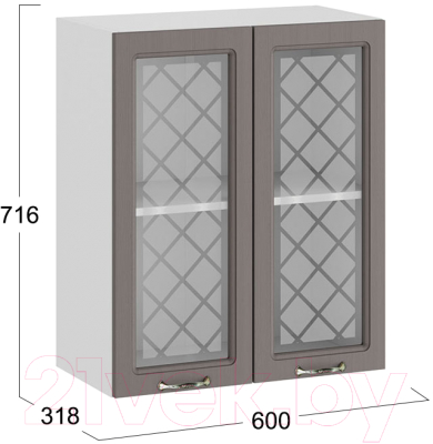 Шкаф навесной для кухни ТриЯ Бьянка 1В6С (белый/дуб серый)