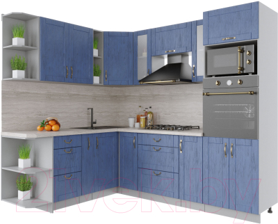 Готовая кухня Интерлиния Мила Крафт 1.88x2.4 левая - фото
