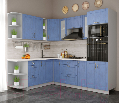 Готовая кухня Интерлиния Мила Крафт 1.88x2.4 левая