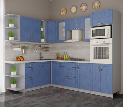 Готовая кухня Интерлиния Мила Крафт 1.88x2.6 левая