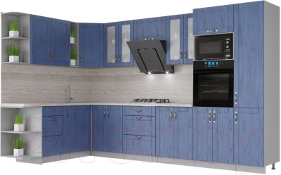 Готовая кухня Интерлиния Мила Крафт 1.88x3.4 левая - фото