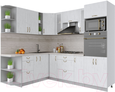 Готовая кухня Интерлиния Мила Крафт 1.88x2.4 левая - фото
