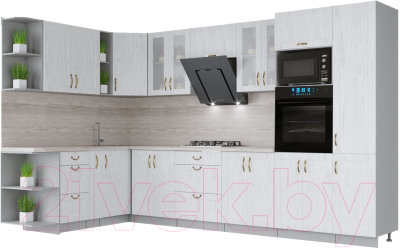 Готовая кухня Интерлиния Мила Крафт 1.88x3.4 левая - фото