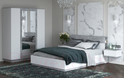 Комплект мебели для спальни Интерлиния Quartz-13 (белый платинум/бетон)