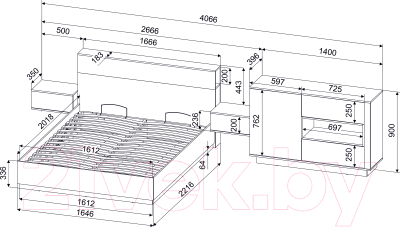 Комплект мебели для спальни Интерлиния Quartz-15 (белый платинум/бетон)