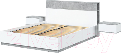 Комплект мебели для спальни Интерлиния Quartz-16 (белый платинум/бетон) - фото