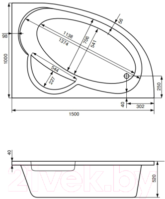 Ванна акриловая Santek Шри-Ланка 150x100 R (1WH302395)