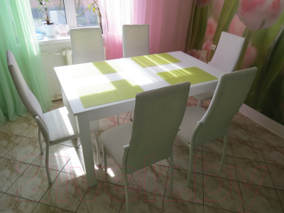 Обеденный стол Васанти Плюс 120/160x80М (белый матовый/белый)