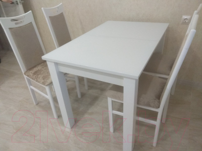 Обеденный стол Васанти Плюс 120/160x80М (белый матовый/белый)