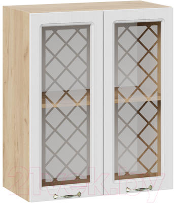 Шкаф навесной для кухни ТриЯ Бьянка 1В6С (дуб крафт золотой/дуб белый) - фото