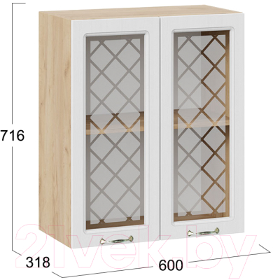 Шкаф навесной для кухни ТриЯ Бьянка 1В6С (дуб крафт золотой/дуб белый)