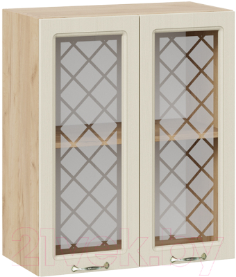 Шкаф навесной для кухни ТриЯ Бьянка 1В6С (дуб крафт золотой/дуб ваниль) - фото