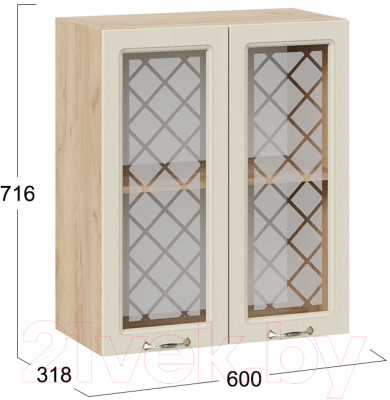 Шкаф навесной для кухни ТриЯ Бьянка 1В6С (дуб крафт золотой/дуб ваниль)
