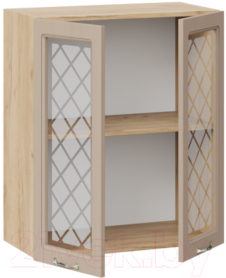 Шкаф навесной для кухни ТриЯ Бьянка 1В6С (дуб крафт золотой/дуб кофе)