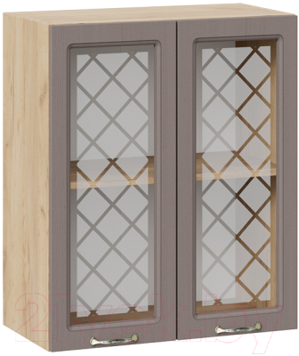 Шкаф навесной для кухни ТриЯ Бьянка 1В6С (дуб крафт золотой/дуб серый) - фото