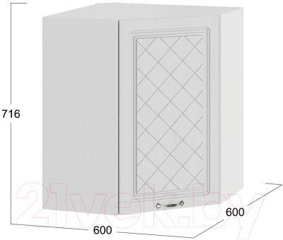 Шкаф навесной для кухни ТриЯ Бьянка 1В6У (белый/дуб белый)