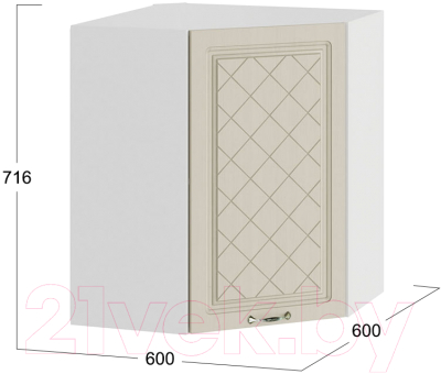 Шкаф навесной для кухни ТриЯ Бьянка 1В6У (белый/дуб ваниль)