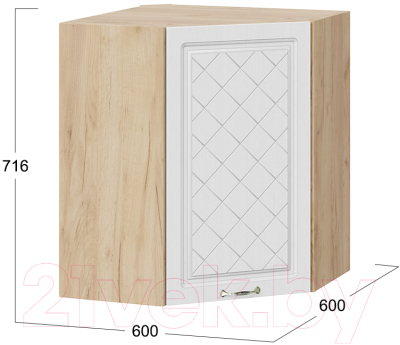 Шкаф навесной для кухни ТриЯ Бьянка 1В6У (дуб крафт золотой/дуб белый)
