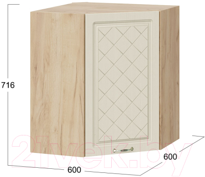 Шкаф навесной для кухни ТриЯ Бьянка 1В6У (дуб крафт золотой/дуб ваниль)