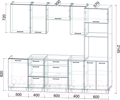 Кухонный гарнитур Интерлиния Мила Лайт 2.5 ВТ