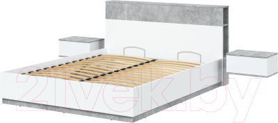 Комплект мебели для спальни Интерлиния Quartz-16 с ПМ (белый платинум/бетон) - фото