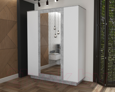 Шкаф Интерлиния Quartz QZ-ШК3 (белый платинум/бетон)