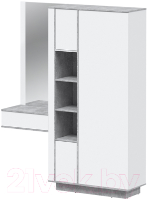 Секция в прихожую Интерлиния Quartz QZ-ШК4 комбинированный (белый платинум/бетон)