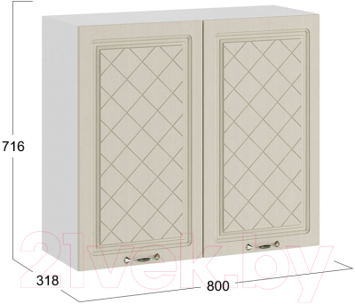 Шкаф навесной для кухни ТриЯ Бьянка 1В8 (белый/дуб ваниль)