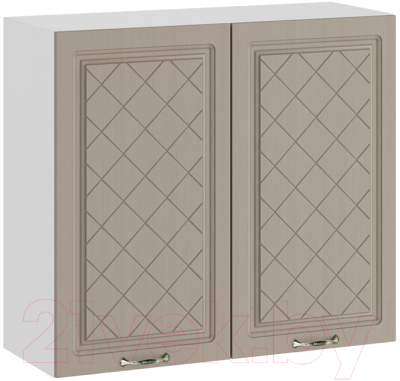 Шкаф навесной для кухни ТриЯ Бьянка 1В8 (белый/дуб кофе) - фото