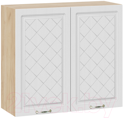 Шкаф навесной для кухни ТриЯ Бьянка 1В8 (дуб крафт золотой/дуб белый) - фото