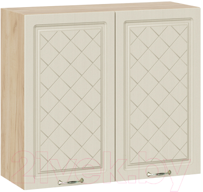 Шкаф навесной для кухни ТриЯ Бьянка 1В8 (дуб крафт золотой/дуб ваниль) - фото