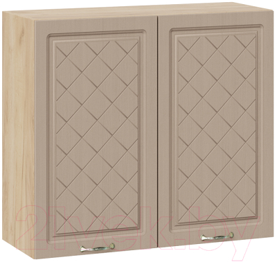 Шкаф навесной для кухни ТриЯ Бьянка 1В8 (дуб крафт золотой/дуб кофе) - фото