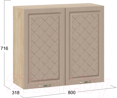 Шкаф навесной для кухни ТриЯ Бьянка 1В8 (дуб крафт золотой/дуб кофе)