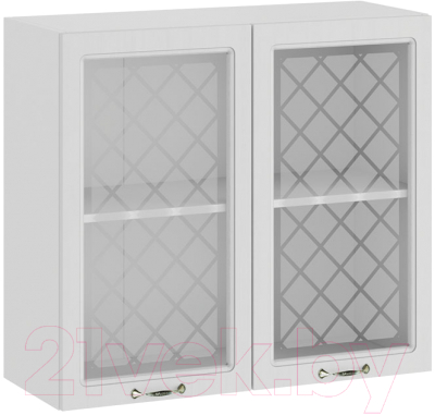 Шкаф навесной для кухни ТриЯ Бьянка 1В8С (белый/дуб белый) - фото