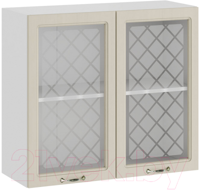 Шкаф навесной для кухни ТриЯ Бьянка 1В8С (белый/дуб ваниль) - фото