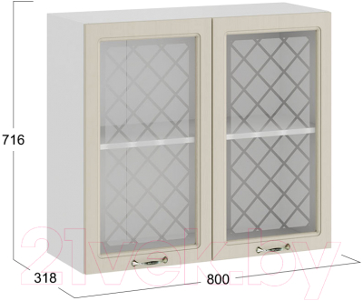 Шкаф навесной для кухни ТриЯ Бьянка 1В8С (белый/дуб ваниль)