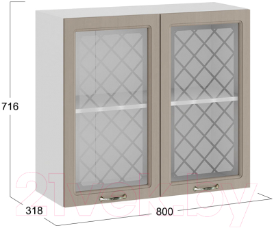 Шкаф навесной для кухни ТриЯ Бьянка 1В8С (белый/дуб кофе)