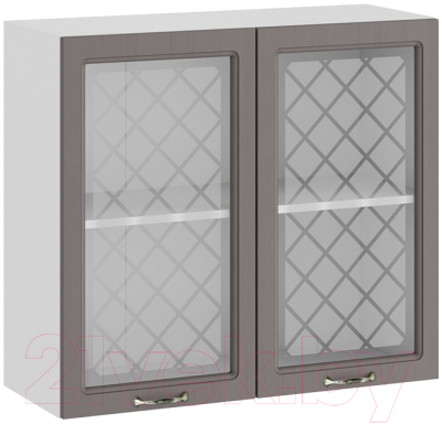 Шкаф навесной для кухни ТриЯ Бьянка 1В8С (белый/дуб серый) - фото