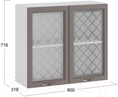 Шкаф навесной для кухни ТриЯ Бьянка 1В8С (белый/дуб серый)