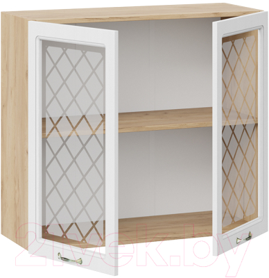 Шкаф навесной для кухни ТриЯ Бьянка 1В8С (дуб крафт золотой/дуб белый)